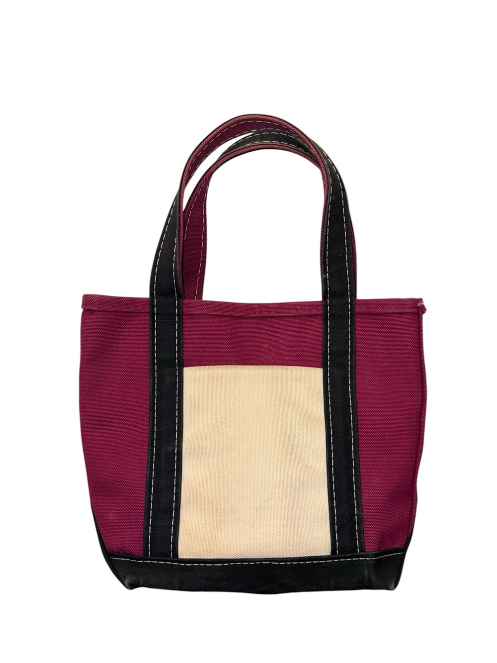 Vintage L.L. Bean 90s Colorblock Boat and Tote Bag Small Canvas Purple Black USA